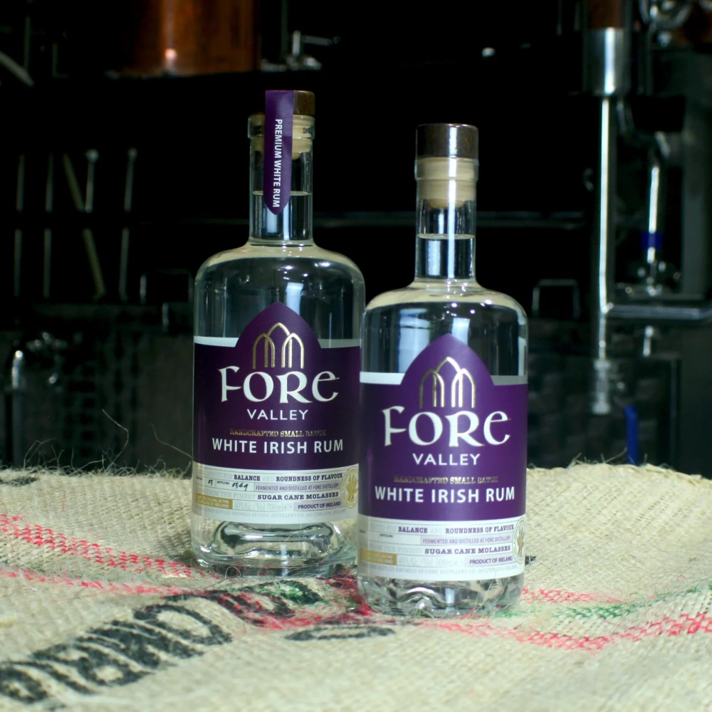 Fore Valley White Irish Rum in multiple bottle sizes