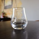 Tumbler Glass with White Frosted Fore Distillery branding