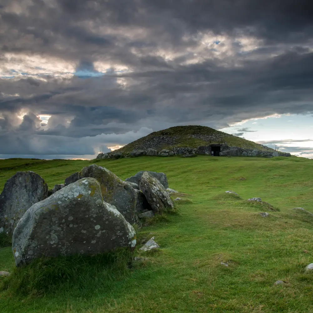 Loughcrew Cairn, a moderate uphill hike with a stunning megalithic tomb